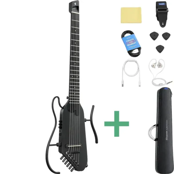 Hovedbilde DONNER HUSH-C silent spansk gitar sort 